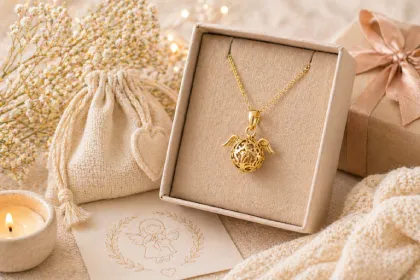 Llamador de ángeles dorado